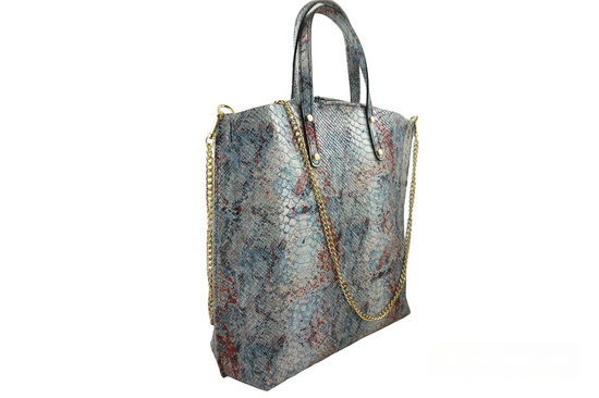 Torebka shopper z kolorowym nadrukiem - Biała 