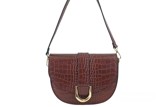 Listonoszka damska croco - Brązowa 