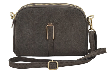 Mała torebka zamszowa wieczorowa - Beżowa ciemna 