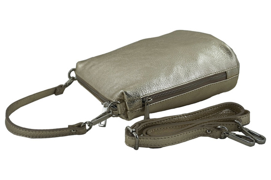 Listonoszka metalizowana na ramię skórzana - Złota