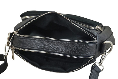 Codzienna torebka ze skóry naturalnej z zamszem - Czarna