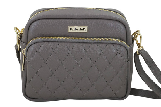 Torebka skórzana na ramię pikowana - Szara 