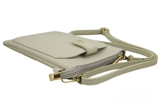 Torebka skórzana / etui na telefon - Beżowe jasne 