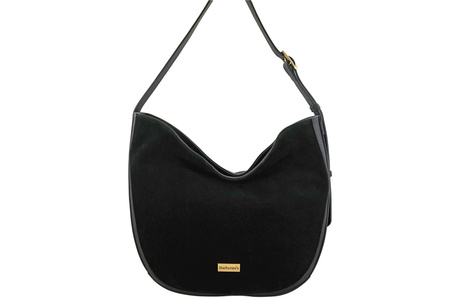 Duża torebka zamszowa na ramię - Czarna 