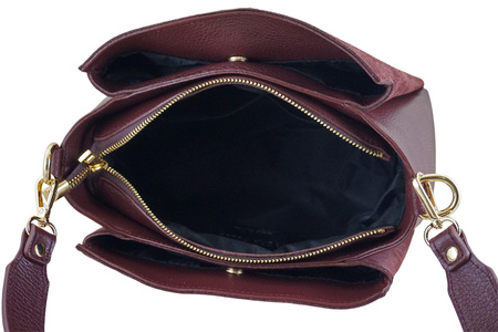 Torebka miejska z naturalnego zamszu i skóry - Bordowa 
