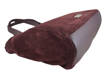 Torebka damska zamszowa typu worek - Bordowa 