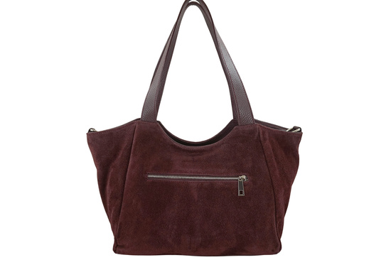 Torebka damska zamszowa typu worek - Bordowa 