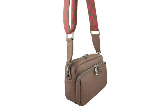 Torebka damska z ozdobnym paskiem - Różowa pudrowa 