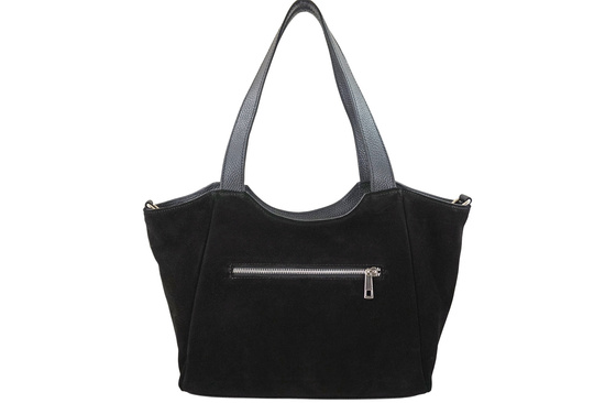 Torebka damska zamszowa typu worek - Czarna  