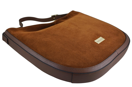 Duża torebka zamszowa na ramię - Brązowa 