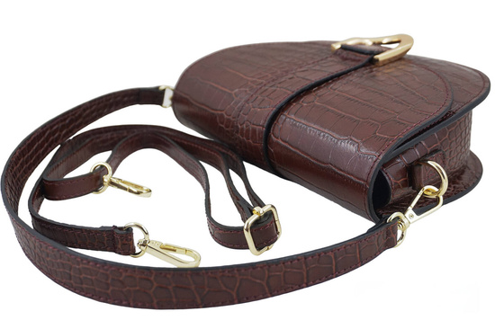 Listonoszka damska croco - Brązowa 