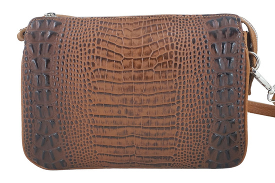 Torebka damska z motywem CROCO - Brązowa jasna 
