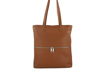 Worki skórzane klasyczne A4 z kieszenią - Brązowy jasny