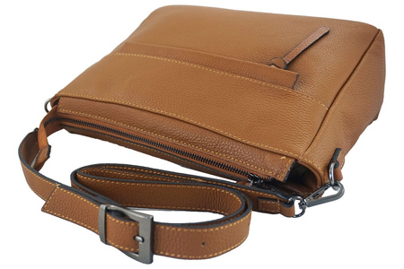 Torebka listonoszka na regulowanym pasku - Brązowa jasna