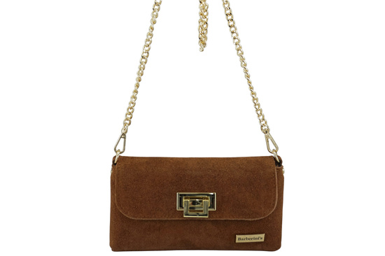 Zamszowa kopertówka na łańcuszku Barberinis - Brązowa 