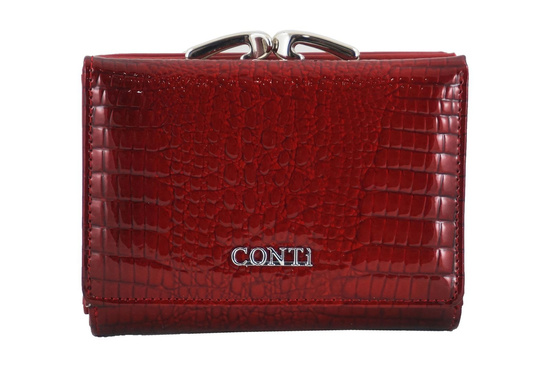 Mały portfel damski lakierowany - CROCO - Granatowy