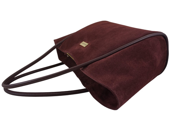 Barberinis - torebka duża zamszowa na ramię - Bordowa 