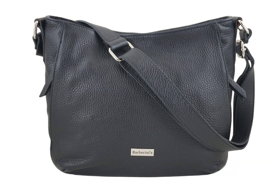 Praktyczna torebka skórzana z kieszeniami - Czarna 