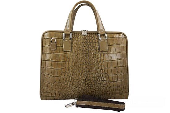 Torba na laptopa damska skórzana Barberinis - Beżowa ciemna 