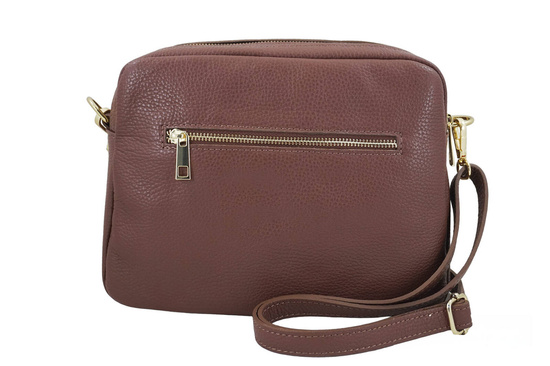 Pojemna torebka skórzana dwukomorowa - Brązowa 