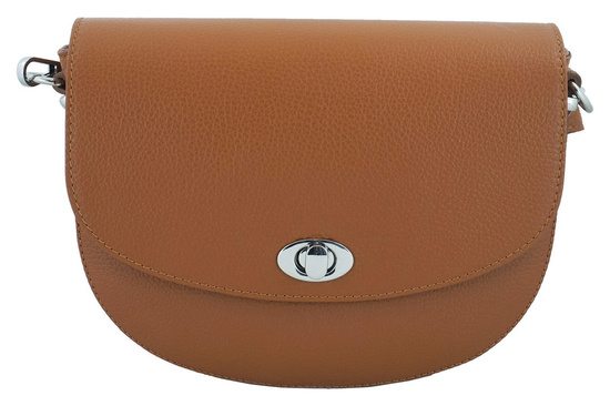 Listonoszka skórzana z ozdobnym zapięciem - Czarna