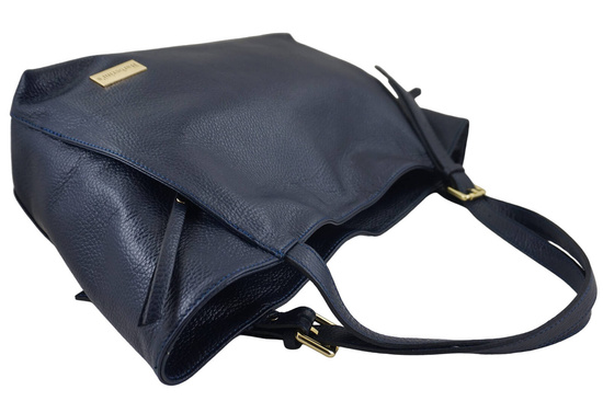 Modna shopperka damska na ramię - Granatowa 