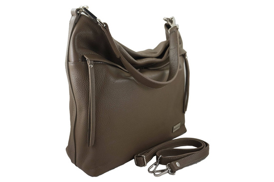 Miękka torebka worek na ramię - Beżowa ciemna