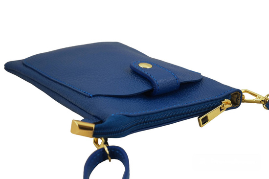 Torebka skórzana / etui na telefon - Chabrowe