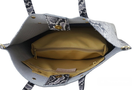 Torebka shopper z kolorowym nadrukiem - Beżowa 