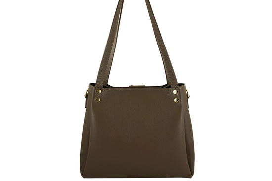 Klasyczna torebka skórzana z zamszem - Beżowa ciemna 