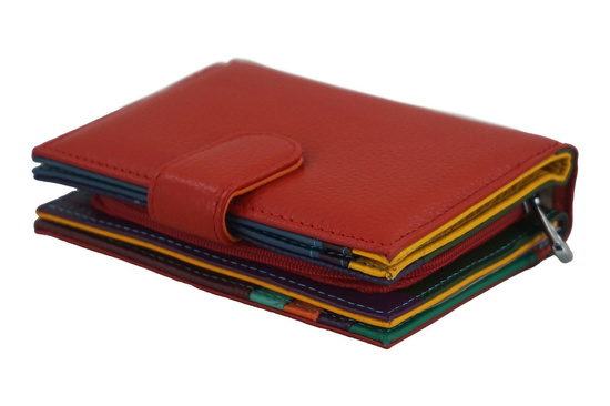 Pojemny kolorowy portfel damski skórzany Czerwony