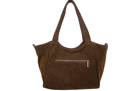 Torebka damska zamszowa typu worek - Brązowa 