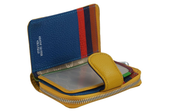 Portfel skórzany młodzieżowy - kolorowy - Czerwony