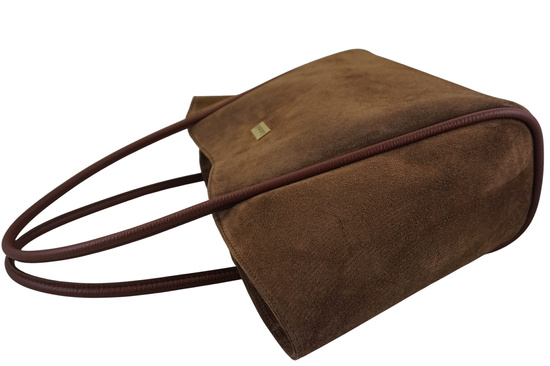 Barberinis - torebka duża zamszowa na ramię - Brązowa 