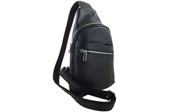 Skórzana saszetka / nerka męska - Czarna 