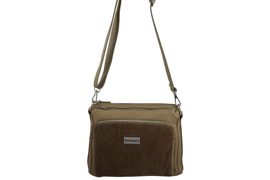 Codzienna torebka ze skóry naturalnej z zamszem - Beżowa 