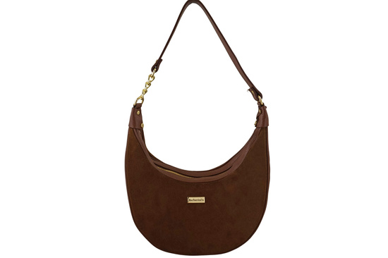 Stylowa torebka z zamszowym wykończeniem - Brązowa