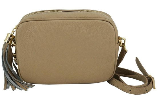 Modna listonoszka skórzana damska - Szara jasna