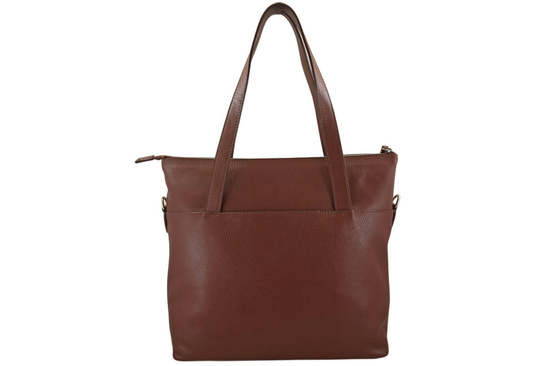 Torebka skórzana shopper na ramię - Brązowa 