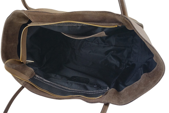 Barberinis - torebka duża zamszowa na ramię - Beżowa ciemna 