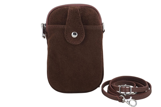 Etui na telefon ze skóry zamszowej - Brązowe 