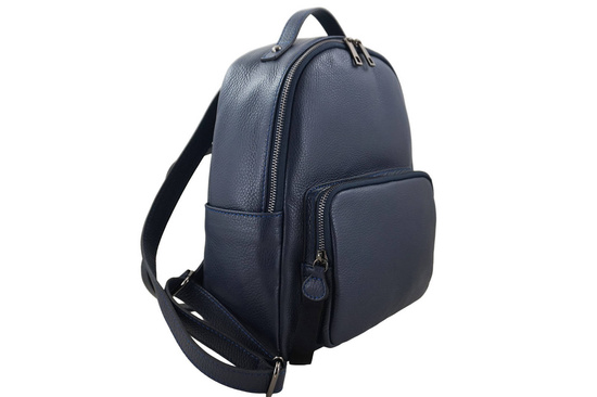 Elegancki plecak skórzany - Granatowy
