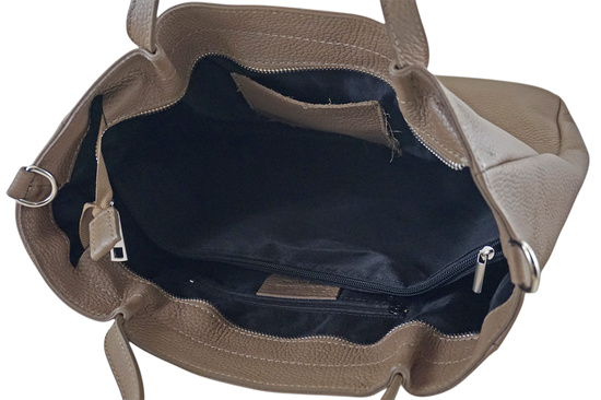 Shopperka damska skórzana Barberinis - Beżowa ciemna