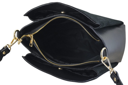 Torebka miejska z naturalnego zamszu i skóry - Czarna