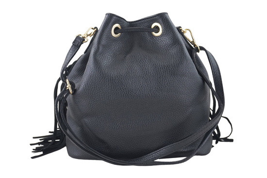 Torebka skórzana boho style - Czarna 