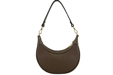 Subtelna mini torebka z miękkim zamszem i złotymi detalami - Beżowa ciemna