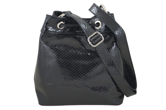 Damska torebka skórzana lakierowana - Czarna 