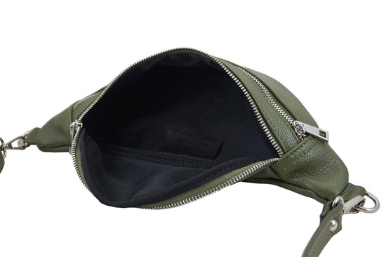 Funkcjonalna skórzana saszetka nerka - Zielona 