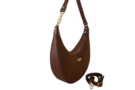 Stylowa torebka z zamszowym wykończeniem - Brązowa