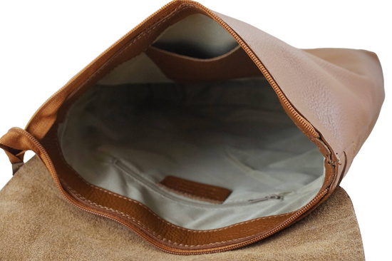 Stylowy plecak damski skórzany - Brązowy jasny 